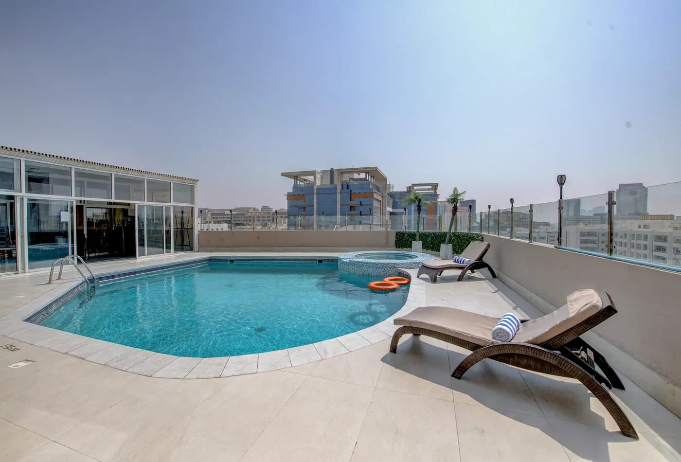 The rooftop pool