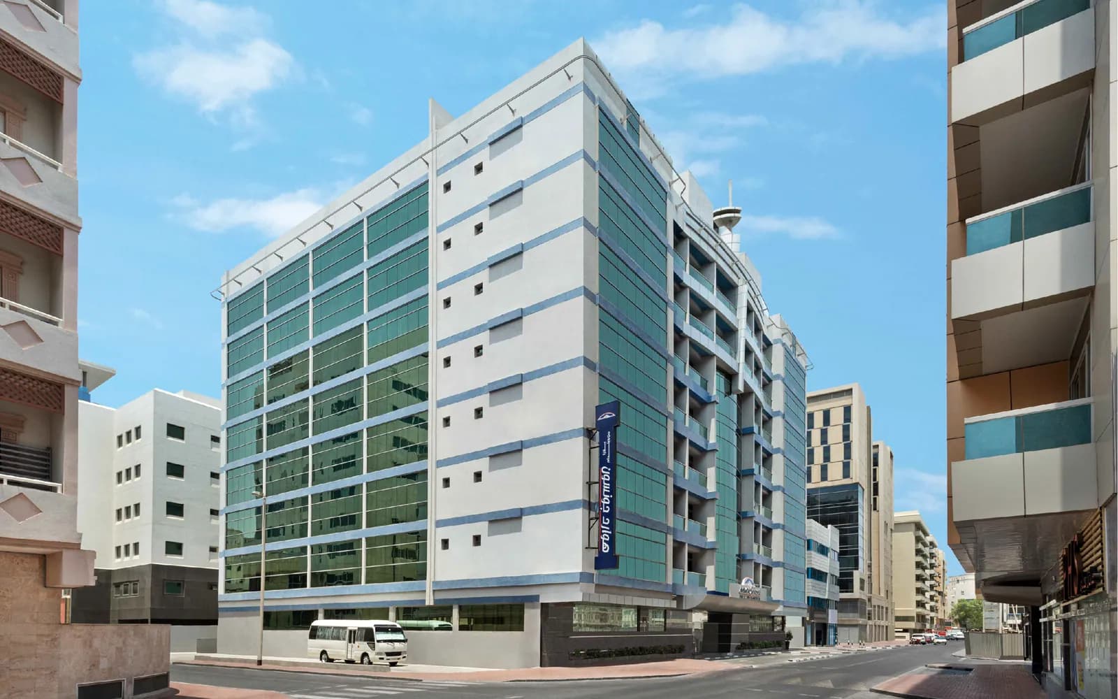 The hotel exterior on Al Rigga Street