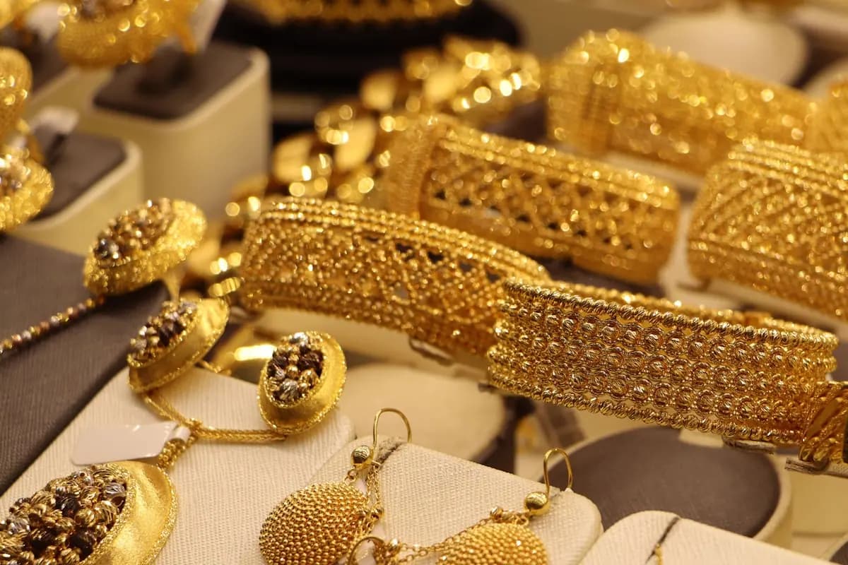 Gold jewellery in a souk window