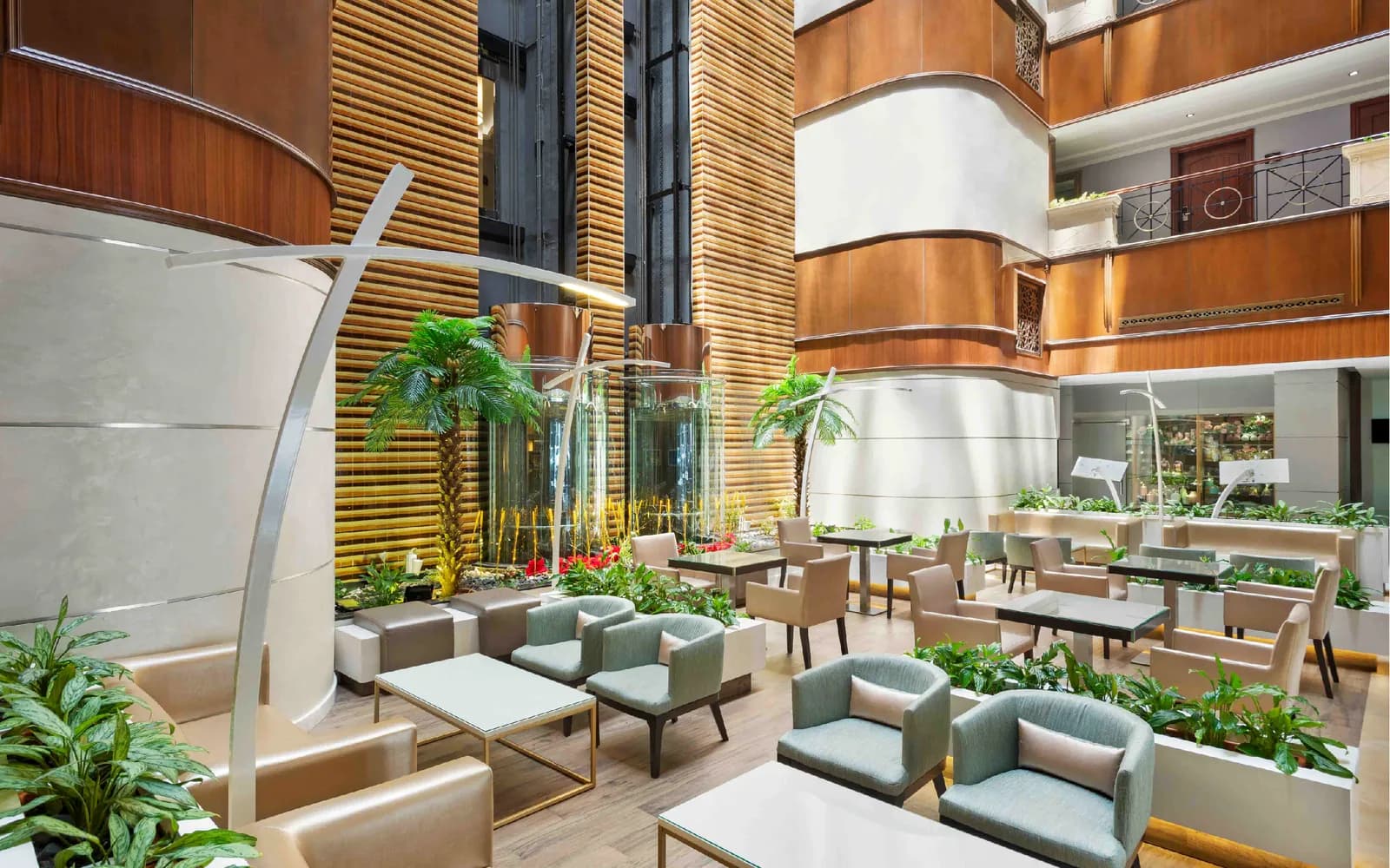 The hotel lobby